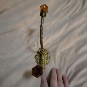 Vintage Brass Coat Hook With Acrylic Knobs
